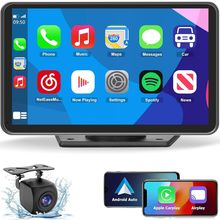 Wireless Carplay Screen for Car, 7" HD Portable Stereo Touchscreen with Apple Ca