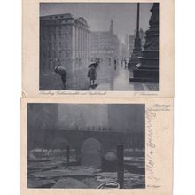 Hamburg German Storm Disaster Weather 2x Antique Postcard s