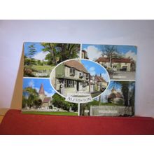 multiview, ALFRISTON, SUSSEX. used vintage postcard by Shoesmith 1964 pm =