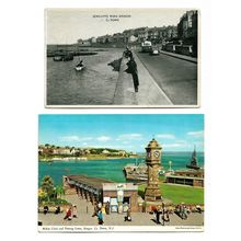 2 postcards lot UK Northern Ireland Co. Down Bangor Seacliffe Road & McKee Clock