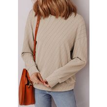 Straw Yellow Solid Color Textured Long Sleeve Top