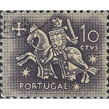 PORTUGAL, King Dinis, horseback, grey 1953, 10c