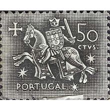 PORTUGAL, King Dinis, horseback, black 1953, 50c