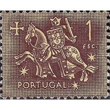 PORTUGAL, King Dinis, horseback, brown 1953, 1Esc