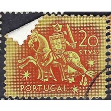 PORTUGAL, King Dinis, horseback, orange 1953, 20c