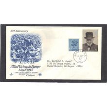 Event 30th VE Day Art Craft 4 1/2p 5 1/2p Churchill (Cachet-Typed/A) CV42244