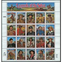 Legends of the West Complete Pane of Twenty 29 Cent Stamps Scott 2869