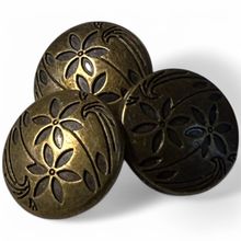 17mm Zinc Metal Sewing Shank Buttons Round Antique Bronze Flower Carved