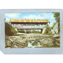 NH Pittsburg Covered Bridge Postcard Happy Corner Bridge Over Perry Stream~424