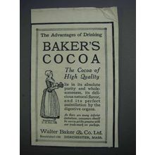 1913 Baker's Cocoa Ad - The Advantages of Drinking