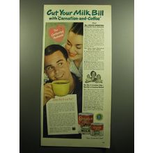 1949 Carnation Evaporated Milk Ad - Cut your milk bill with Carnation-and-coffee
