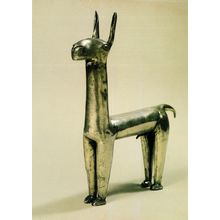 Peruvian Antique Carved Llama Inca Figure Sculpture Postcard