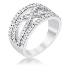 4Ct Rhodium Plated Classic Twist Wide CZ Ring