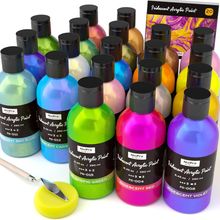 Nicpro 20 Colors Iridescent Acrylic Paint, 8.45Oz / 250Ml Large Bulk Metallic Ac