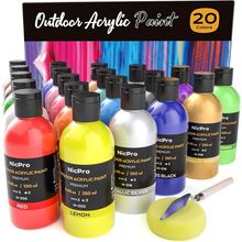 Nicpro 20 Colors Large Bulk Outdoor Acrylic Paint Set (8.45 Oz, 250 Ml) Rich Art