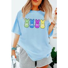 Light Blue Sequin Bunny Doll Graphic Casual T Shirt