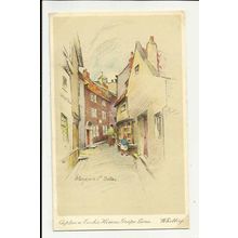 Yorkshire WHITBY Grape Lane Art Postcard by Marjorie C. Bates