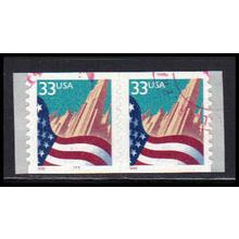 Used 3281 33c U.S. Flag Over City Fine CNP Left 7777 PA2090