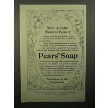 1913 Pears Soap Ad - Men Admire Natural Beauty