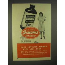 1946 Simoniz Wax Ad - Lovelier Floors With Less Care