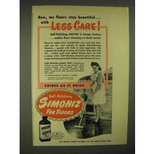1946 Simoniz Wax Ad - Floors Stay Beautiful