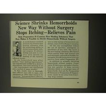 1964 Preparation H Ad - Science Shrinks Hemorrhoids
