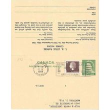 Canada #P92 Postal Card REPLY ATTACHED USED 1964 Cameo Uprated