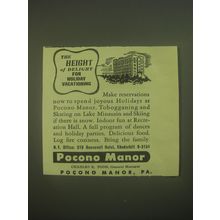 1945 Pocono Manor Ad - The height of delight for holiday vacationing