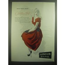 1945 B. Altman & Co. Dress Ad - Young Colony cheers Christmas Red