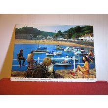 ROZEL HARBOUR & BEACH, JERSEY used postcard by Bamforth. 1975 pm =