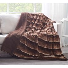 Tache Faux Fur Throw Blanket Brown 50 X 60 Inch Elegant Super Soft Warm Dark Gol