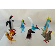 Vintage glass lampwork animals - Murano style handmade glass - bird collection