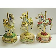 Lot of 3 Heritage House Carousel Horse Music Boxes – County Fair Collection
