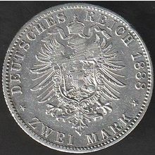 1888 A Germany 2 Mark Silver Coin Prussia