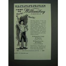 1953 Williamsburg Virginia Tourism Ad - Come To