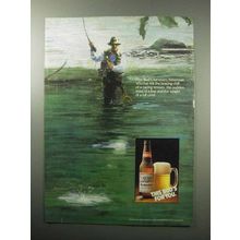 1987 Budweiser Beer Ad - Fisherman Face Bracing Chill