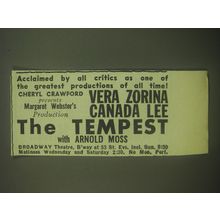 1945 The Tempest Play Ad - Acclaimed by all critics as one of the greatest