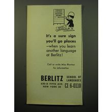 1950 Berlitz School of Language Ad - It's a sure sign you'll go places