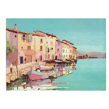 Martigues Fishing Boats Vintage Medici Painting Postcard