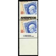 2145, Mint NH 22¢ Perfs Shifted Pair Unusual Freak Error * Stuart Katz