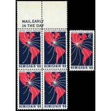 1340, Mint NH 6¢ White Color Shift Block Freak Error With Normal * Stuart Katz