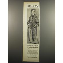 1955 Best & Co. Coat by A. Davis Ad - Imported Tweed touched with velvet