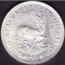 1957 South Africa 1 Crown Silver Coin