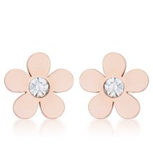 Daisy 0.3ct CZ Rose Gold Stainless Steel Flower Stud Earrings