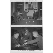 American Red Cross Service Clubs A Game Of Checkers Billiards Military Old Postc