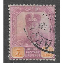 JOHORE SULTAN SIR IBRAHIM MALAYA 1904 2c SG62a 62 62a SG USED CHALK PAPER