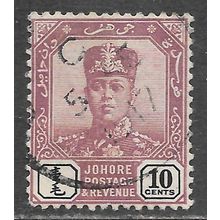 JOHORE SULTAN SIR IBRAHIM MALAYA 1910 10c SG84 84 SG USED