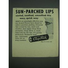 1943 Fleet's Chap Stick Ad - Sun-parched lips cooled, soothed, smoothed