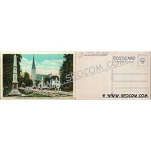 CT Norwich Postcard Soldier's Monument & St Patricks Church Street Scene w~2363