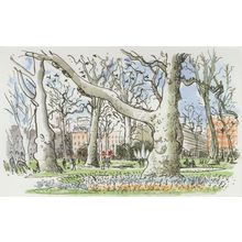 Russell Square London in Spring Dog Feeding Painting Postcard